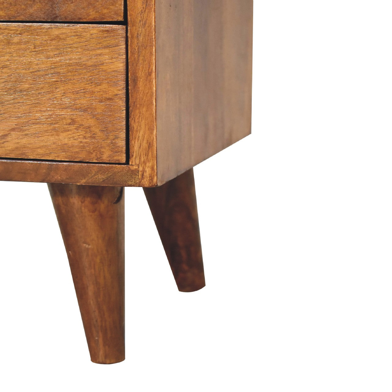 Mini Classic Chestnut Bedside - 2 Drawer and Open Shelf Nightstand