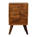 Handmade Solid Wood 4-Drawer Bedside Table in Chestnut Finish