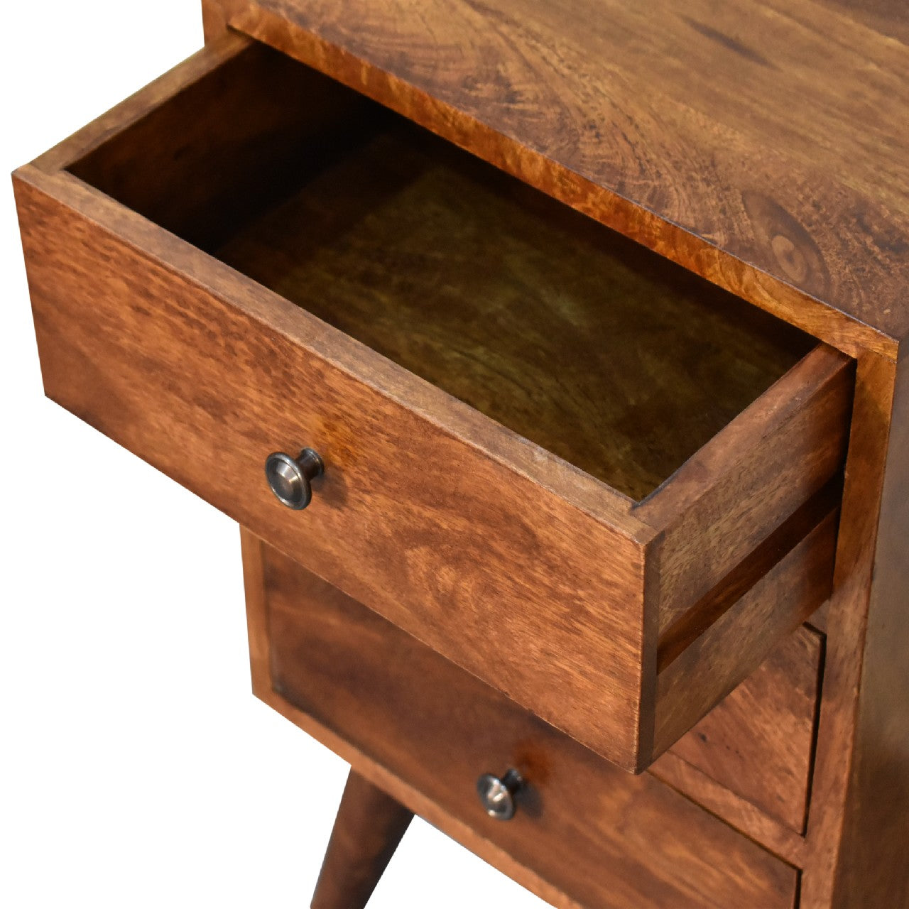 Handmade Solid Wood 4-Drawer Bedside Table in Chestnut Finish