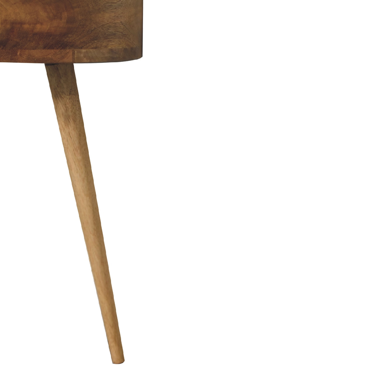 Handmade Solid Wood Compact Circular Bedside Table – 1 Drawer with Nordic Legs