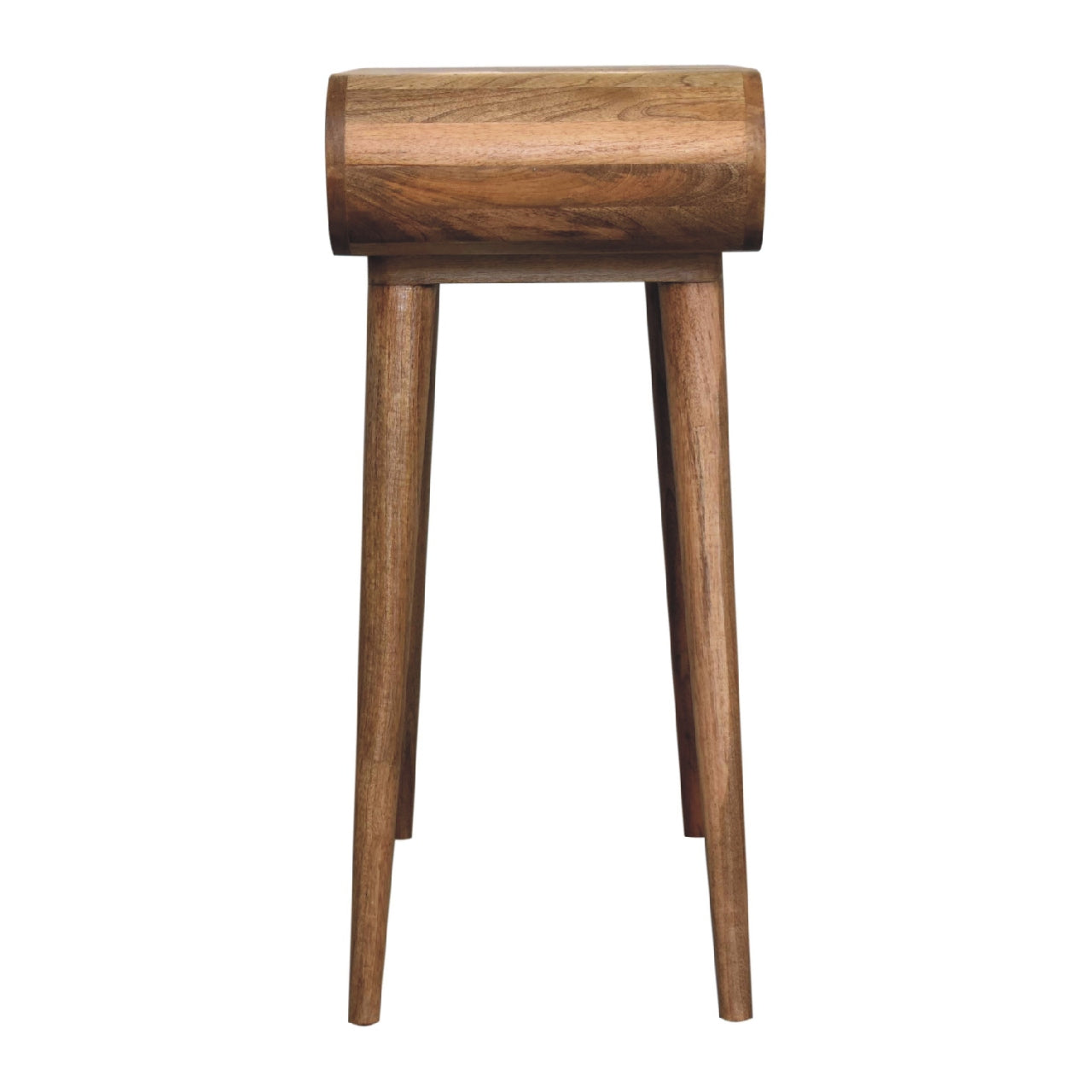 Mini Oak-ish Round Dressing Table with Drawer & Foldable Wood Mirror - Compact Vanity