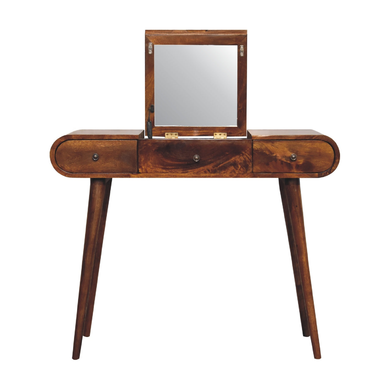Chestnut Mirror Dressing Table with two drawers and mirror- Handmade Solid Wood Furniture