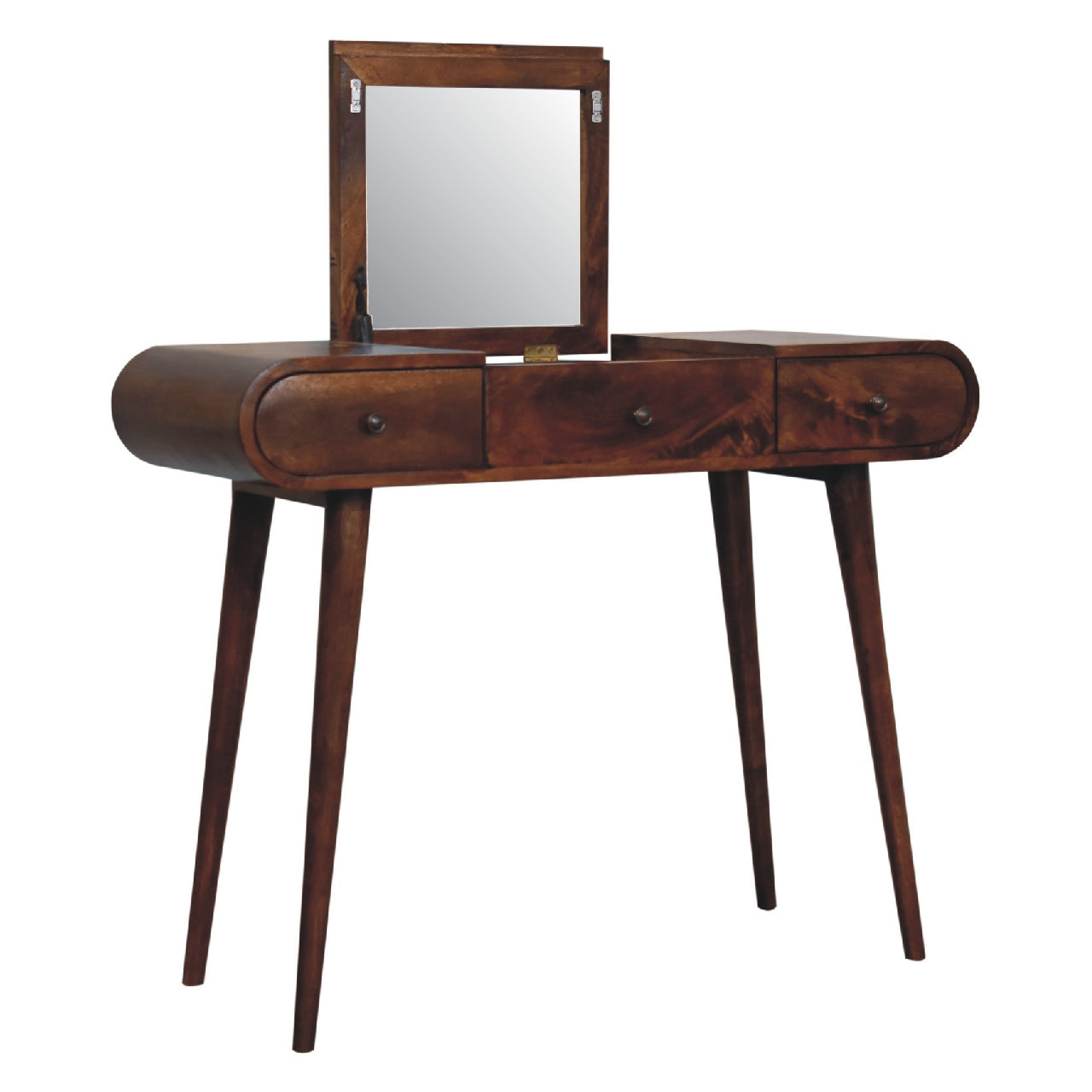 Chestnut Mirror Dressing Table with two drawers and mirror- Handmade Solid Wood Furniture