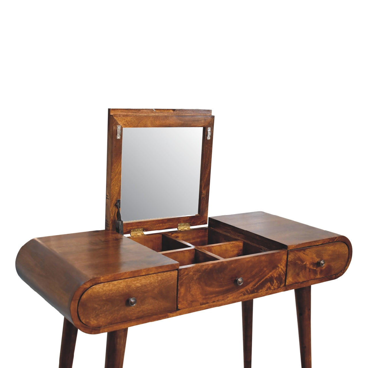 Chestnut Mirror Dressing Table with two drawers and mirror- Handmade Solid Wood Furniture