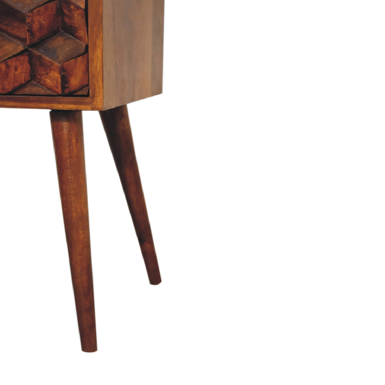 Chestnut Cube 2 Drawer Bedside - Solid Wood Nightstand