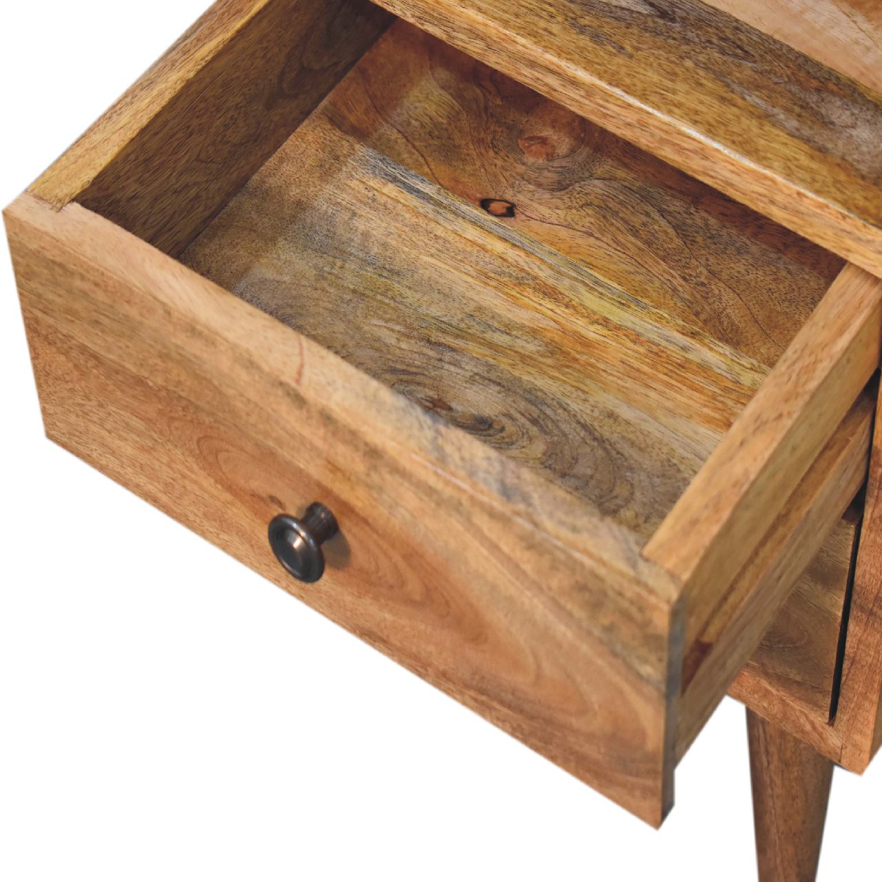 Mini Oak-ish Classic Open Bedside - 2 Drawer and Open Shelf Nightstand