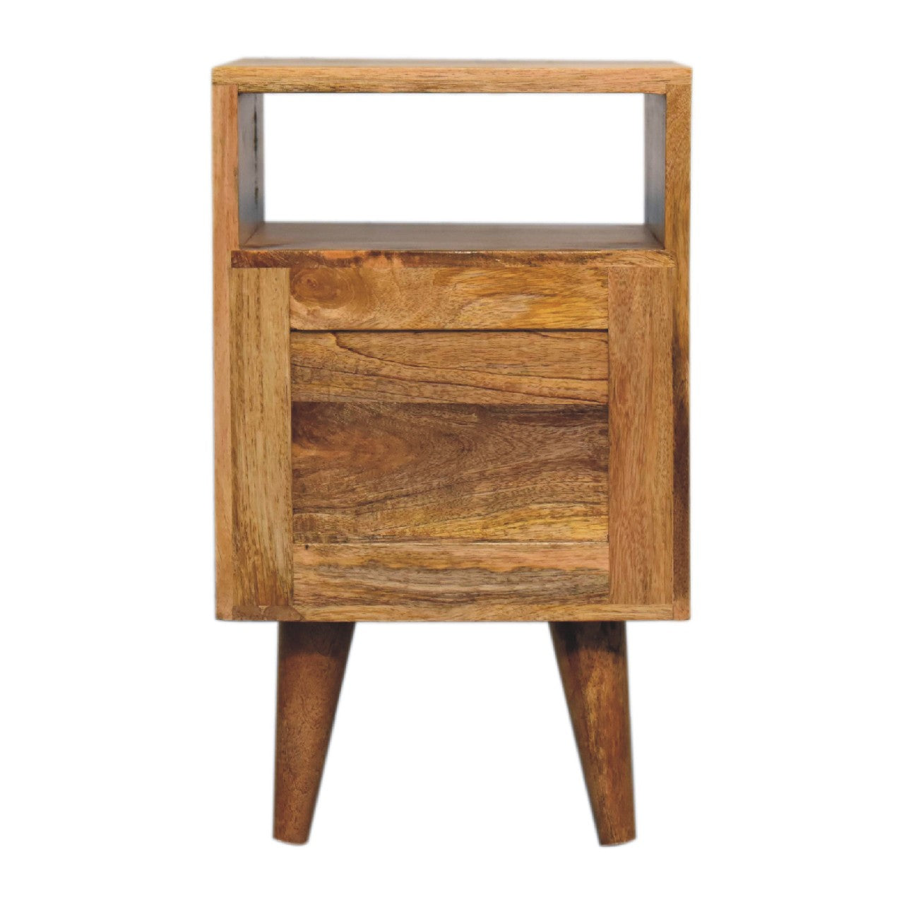 Mini Oak-ish Classic Open Bedside - 2 Drawer and Open Shelf Nightstand
