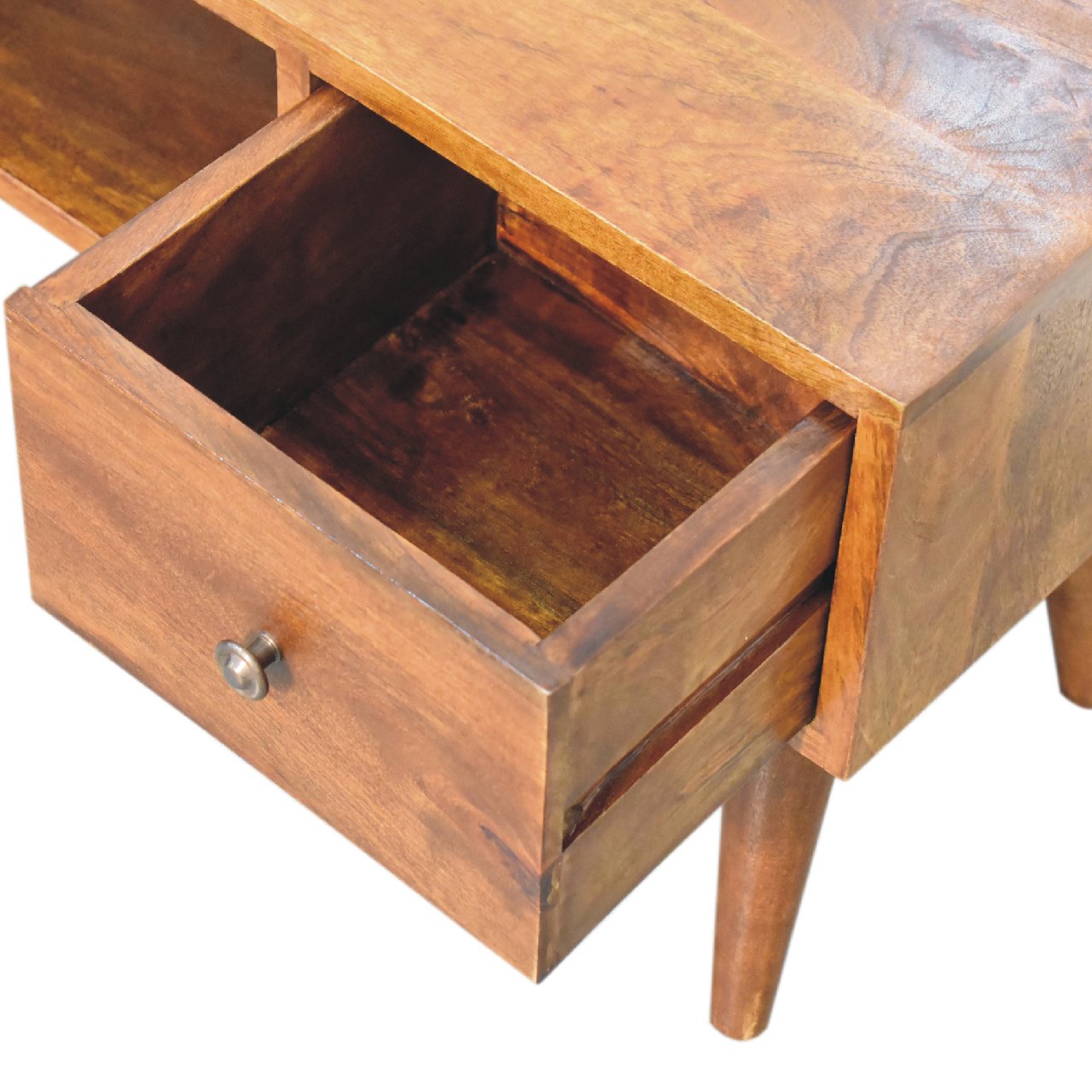 Classic Chestnut Coffee Table - 2 Drawer and Open Shelf Multimedia unit, table