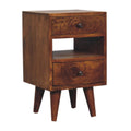 Mini Classic Multi Chestnut Bedside - 2 Drawer and Open Shelf Nightstand