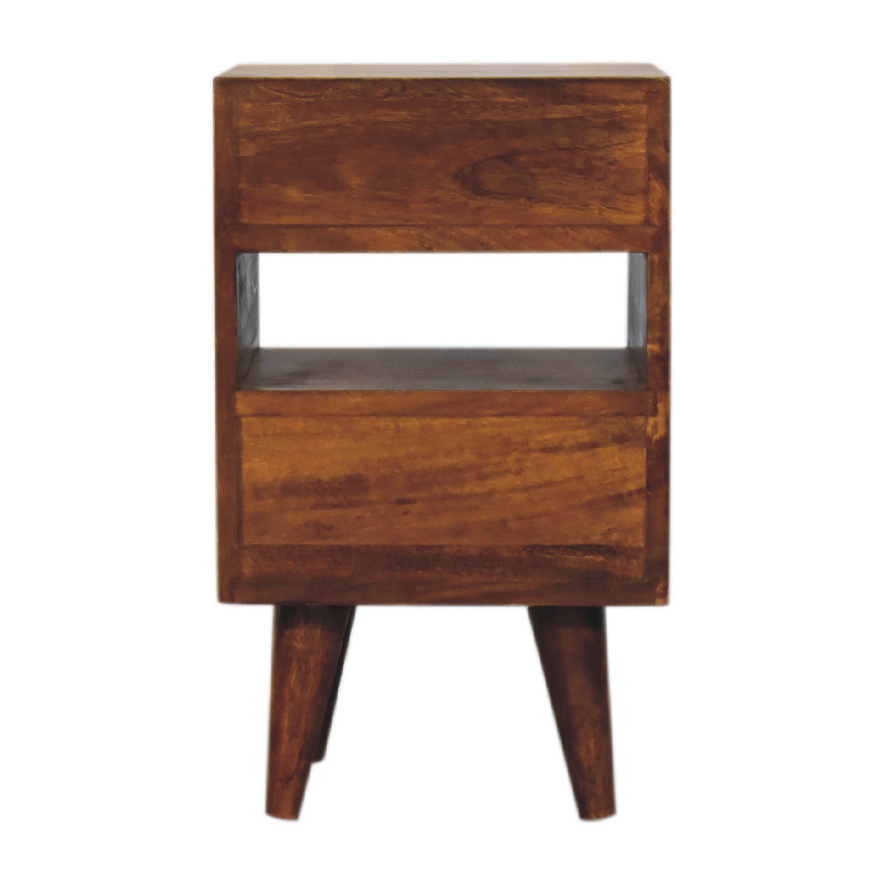 Mini Classic Multi Chestnut Bedside - 2 Drawer and Open Shelf Nightstand