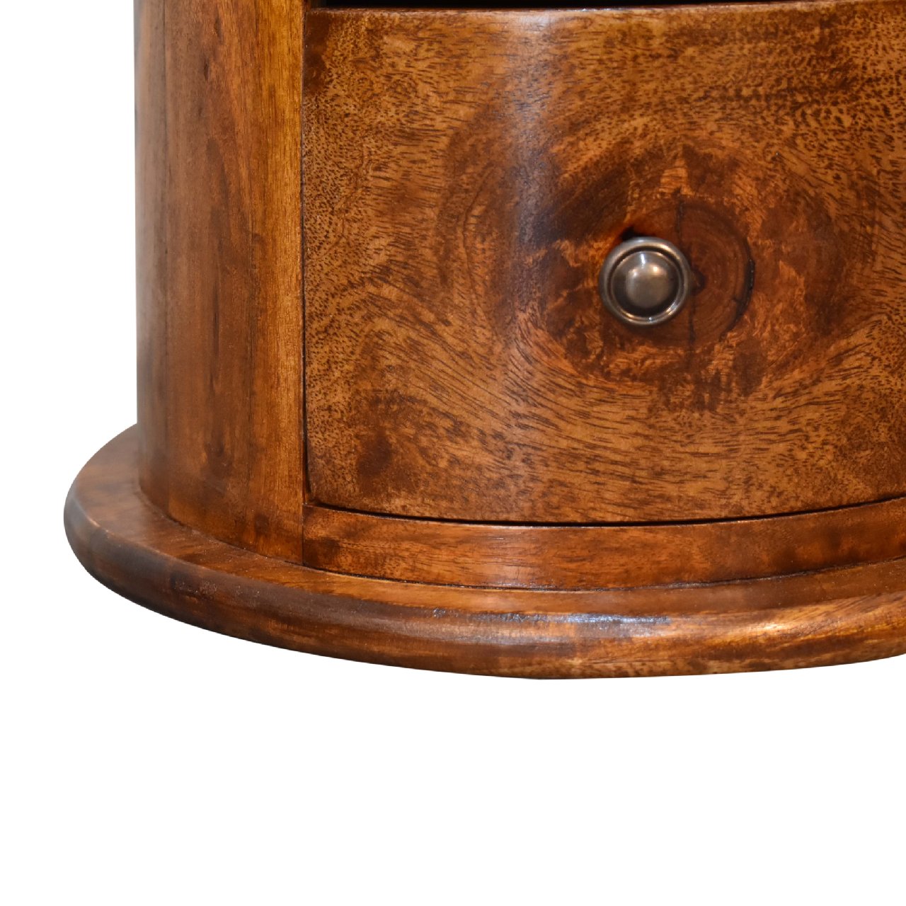 3 Drawer Chestnut Drum Chest - Vintage Solid Wood Cylinder Bedside