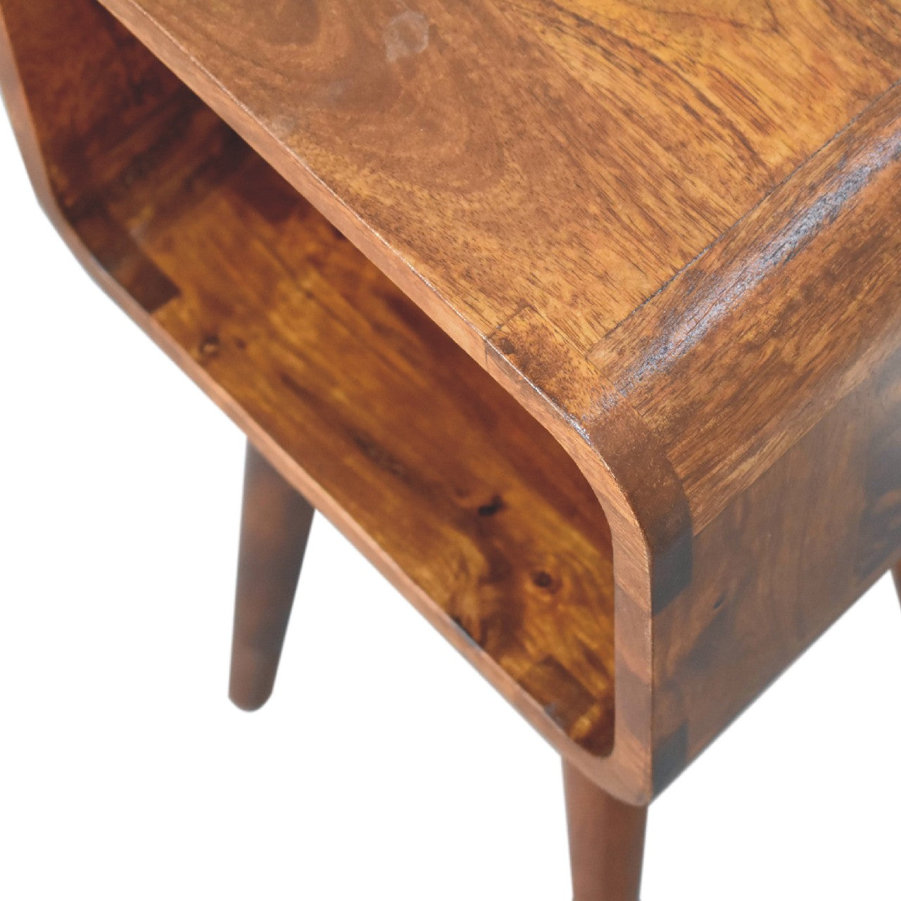 Handmade Solid Wood Bedside with Open Shelf In Chestnut Finish 50cm