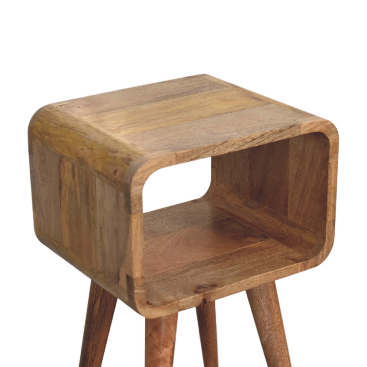 Handmade Solid Wood Bedside with Open Shelf in Oak Finish 50cm