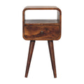 Chestnut Curve Open Bedside with 1 Drawer & Shelf - Classic Solid Wood Bedside