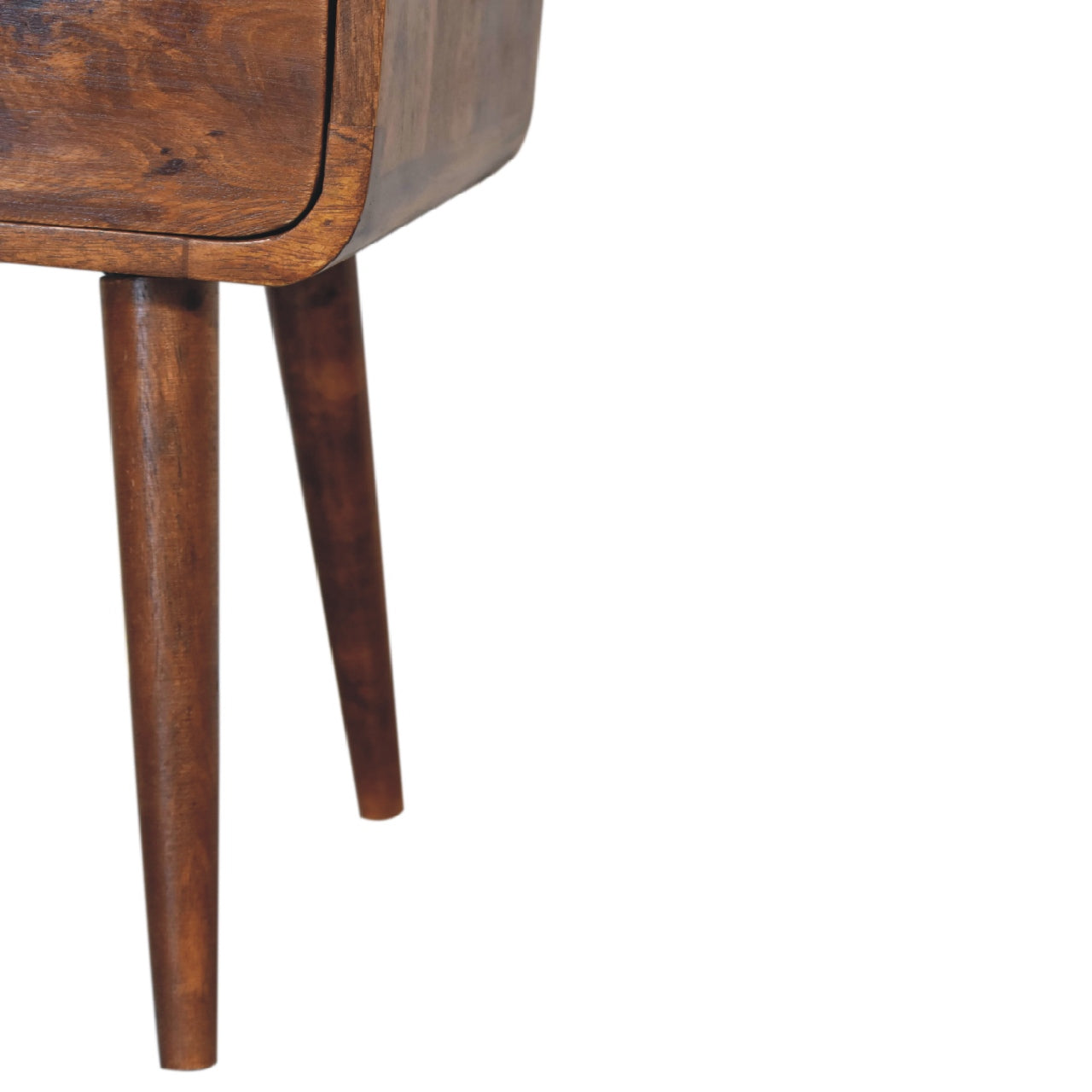 Chestnut Curve Open Bedside with 1 Drawer & Shelf - Classic Solid Wood Bedside