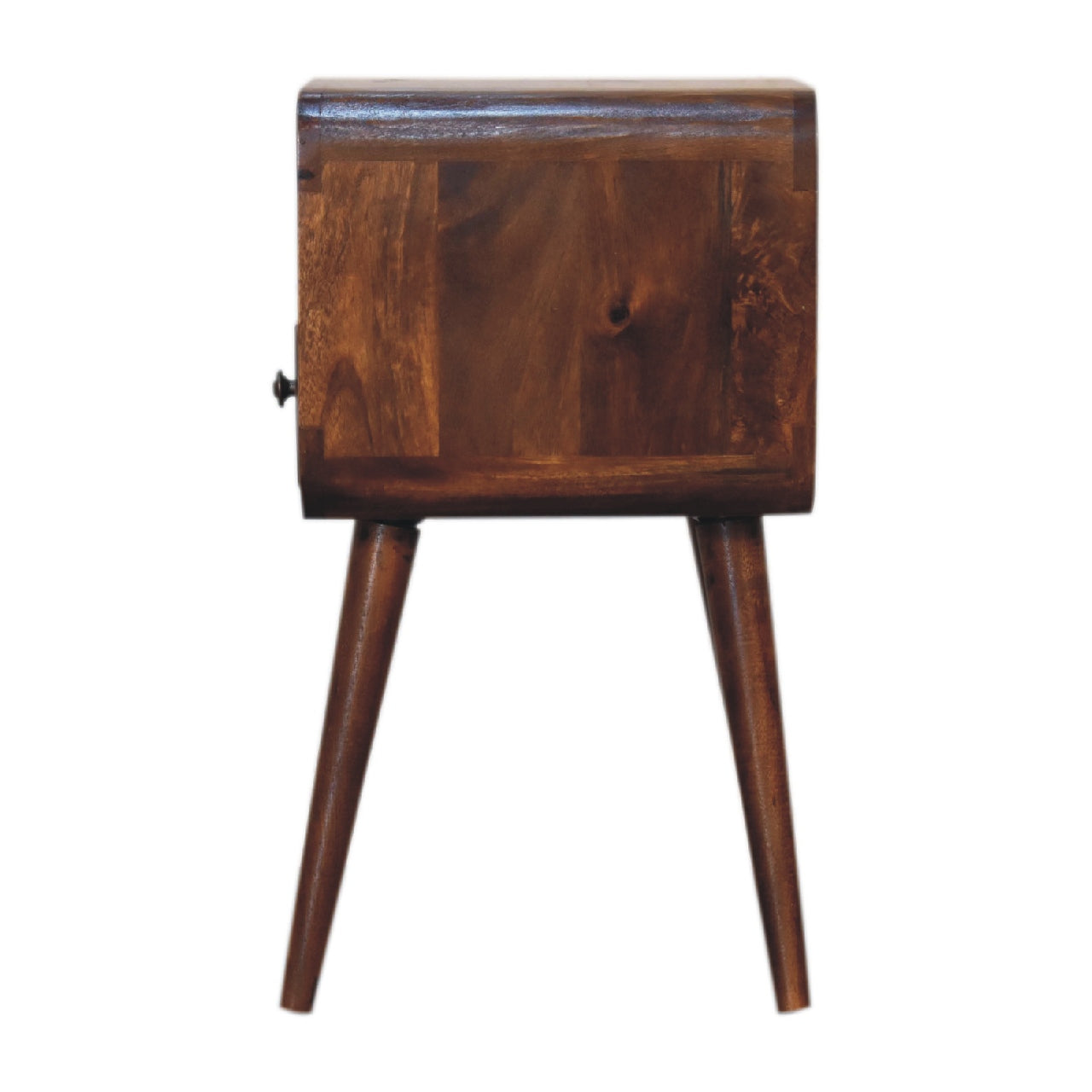 Chestnut Curve Open Bedside with 1 Drawer & Shelf - Classic Solid Wood Bedside