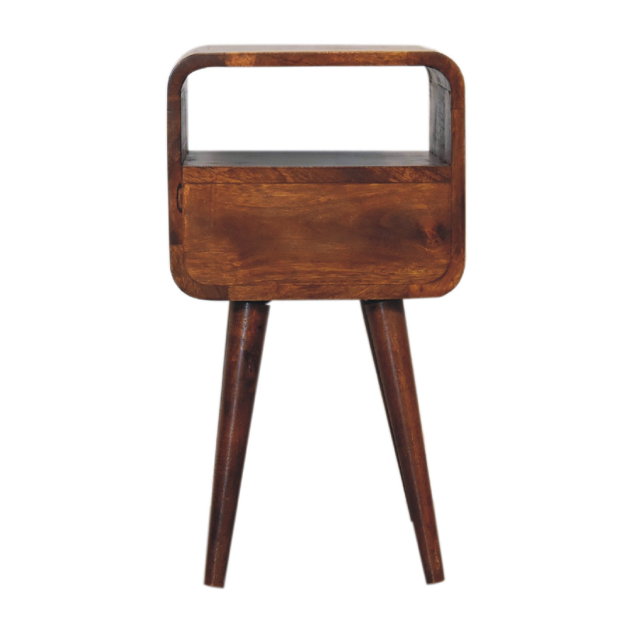 Chestnut Curve Open Bedside with 1 Drawer & Shelf - Classic Solid Wood Bedside
