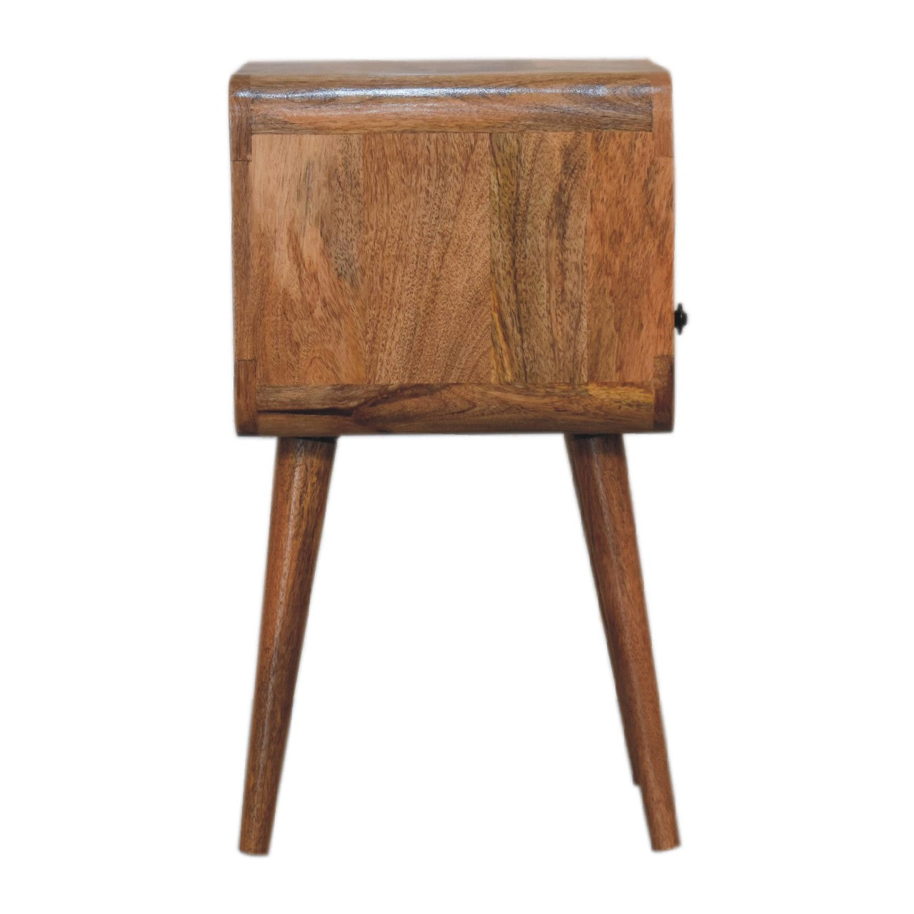 Mini Oak-ish Curve Bedside Table – Handmade Solid Wood with 1 Drawer & Open Shelf