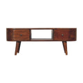 Chestnut Round Open Media Unit with 2 Drawers & 1 Open Slot - Handmade Solid Wood TV Stand