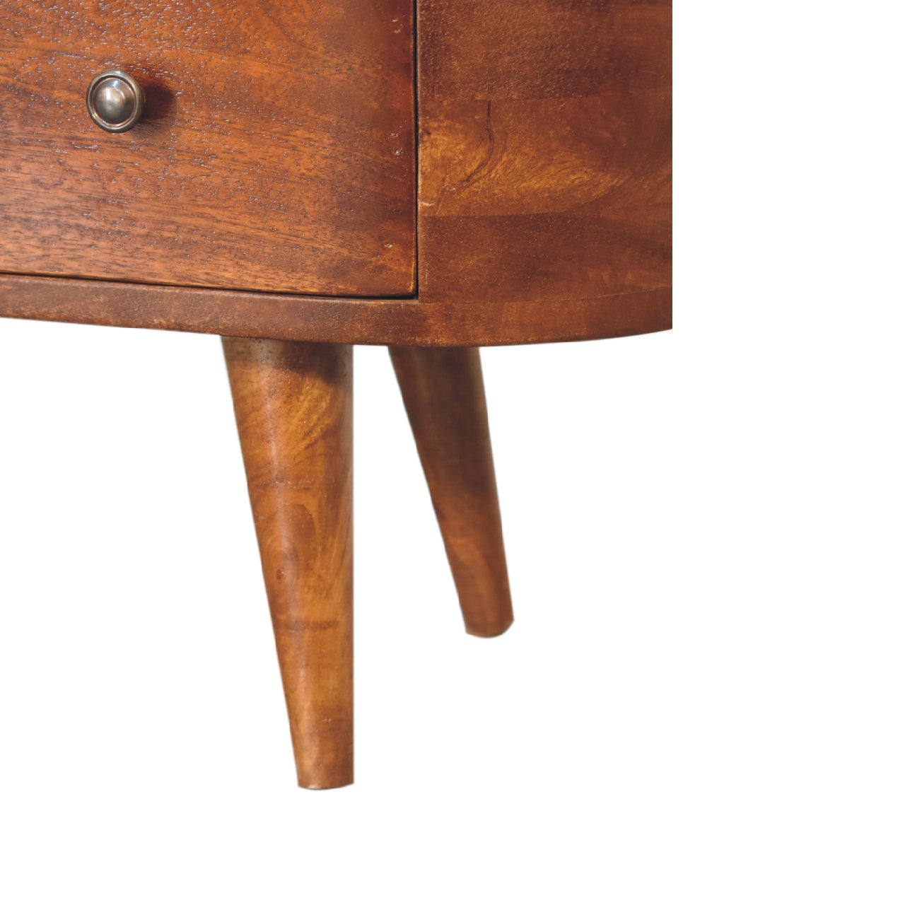 Chestnut Round Open Media Unit with 2 Drawers & 1 Open Slot - Handmade Solid Wood TV Stand