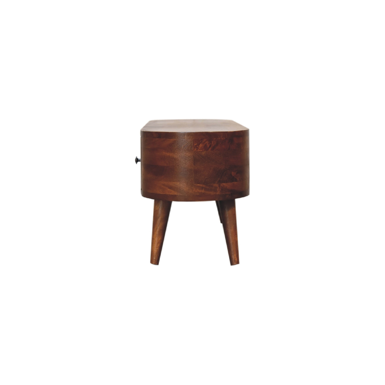Chestnut Round Open Media Unit with 2 Drawers & 1 Open Slot - Handmade Solid Wood TV Stand