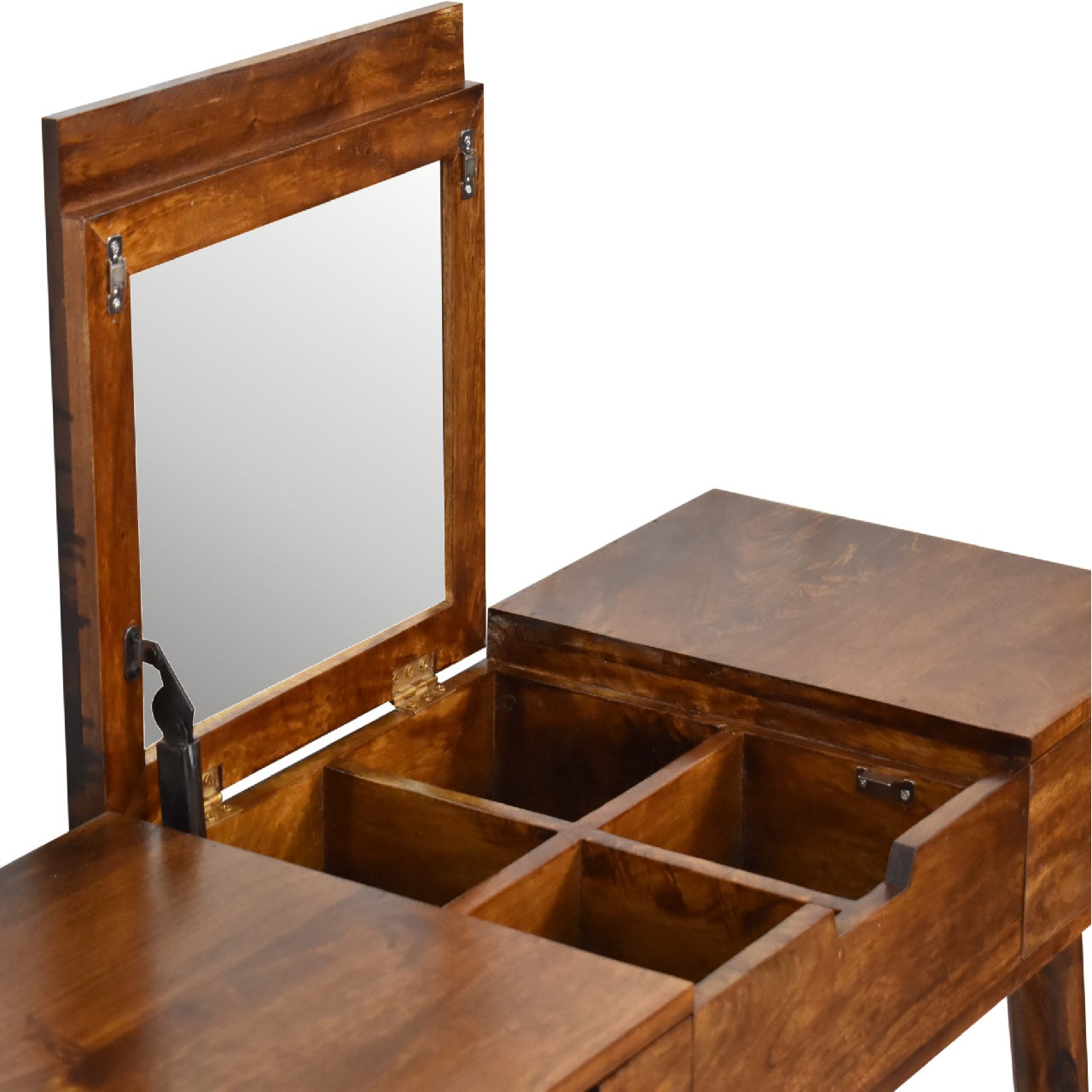 Foldable Mirror Table – Vintage Style Dressing Table with 2 Drawers, Mirror & Jewellery Storage