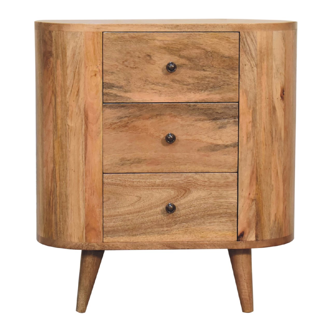 Mini Oak-ish Cabinet - 3 Drawer Handmade Solid Wood Storage Unit with Nordic Legs & Oak Finish