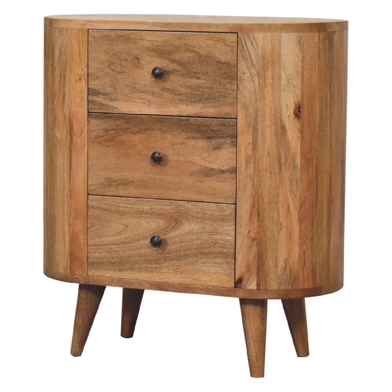 Mini Oak-ish Cabinet - 3 Drawer Handmade Solid Wood Storage Unit with Nordic Legs & Oak Finish