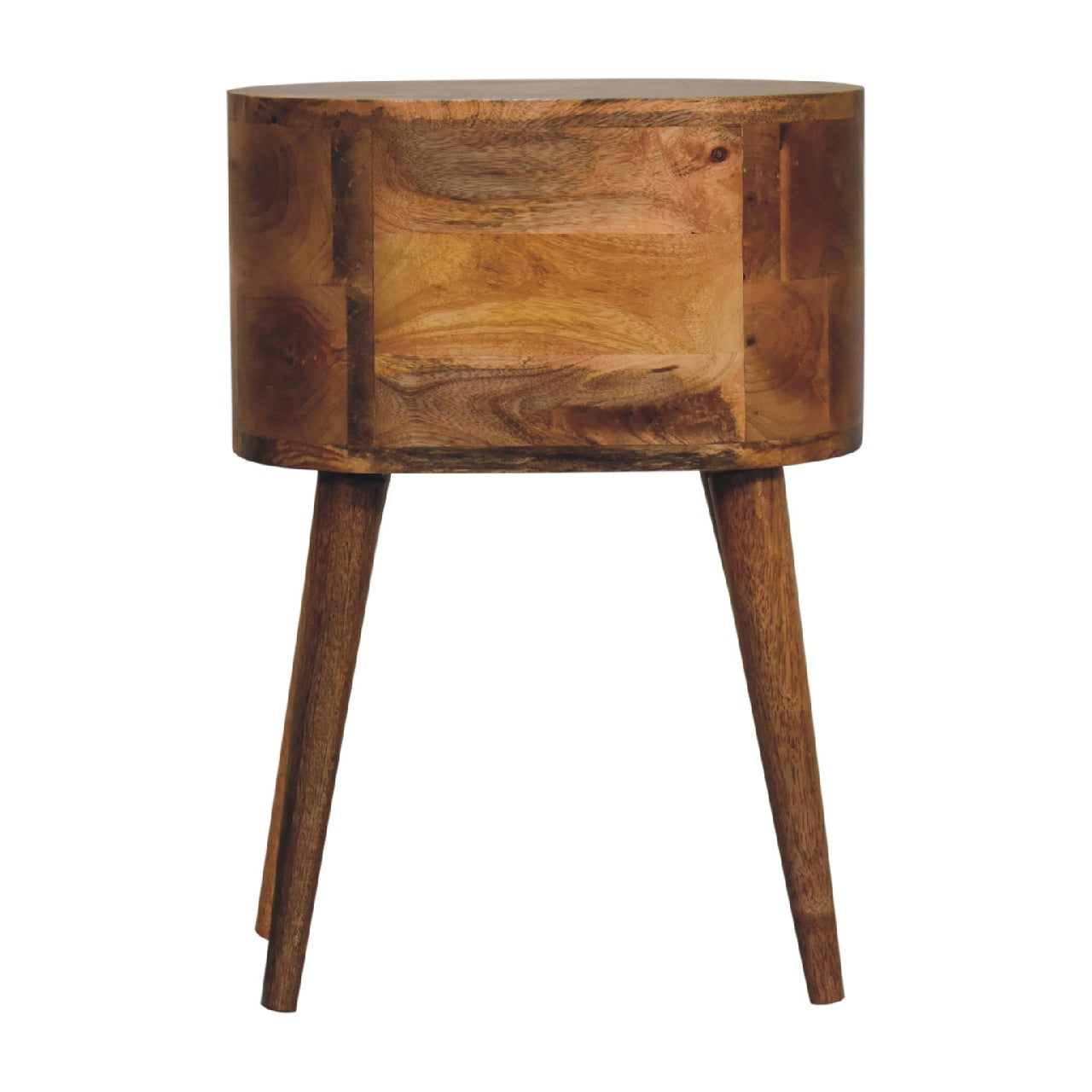 Mini Rounded Bedside Table - Handmade Solid Wood 2 Drawer Unit with Nordic Legs