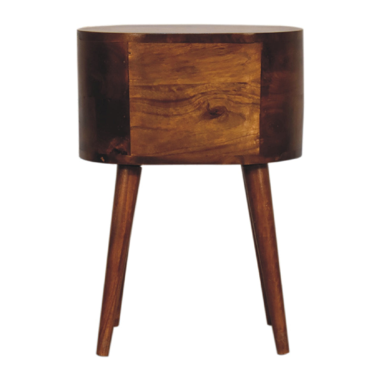Rounded 2 Drawer Bedside Table – Handmade Solid Wood Retro Mid-Century Design Nightstand