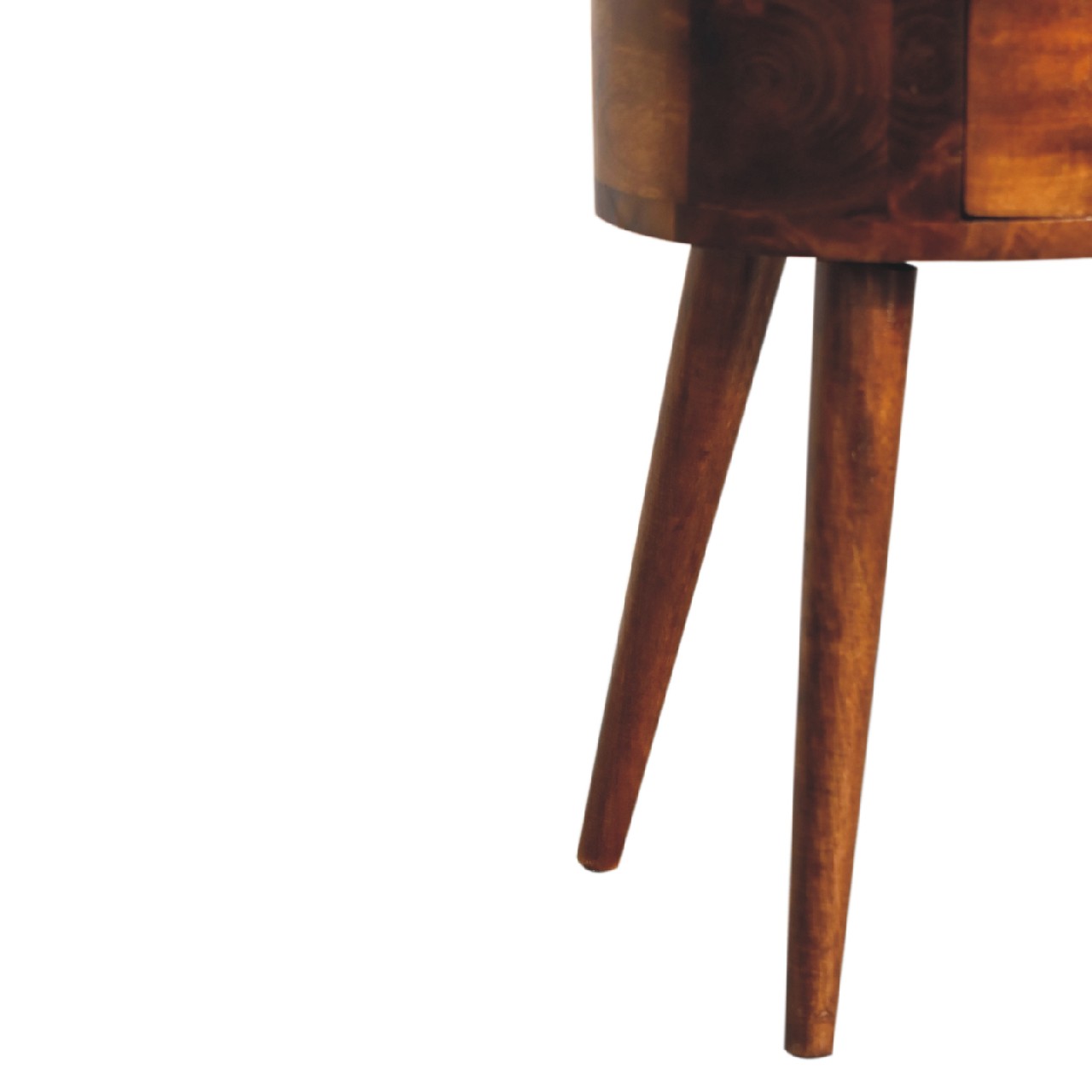 Rounded 2 Drawer Bedside Table – Handmade Solid Wood Retro Mid-Century Design Nightstand