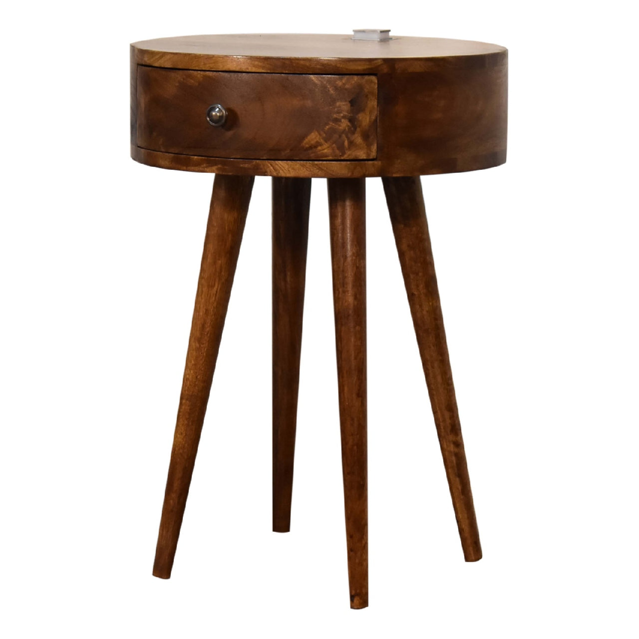 Vintage Nordic Bedside Table With Light - Handmade from Solid Wood