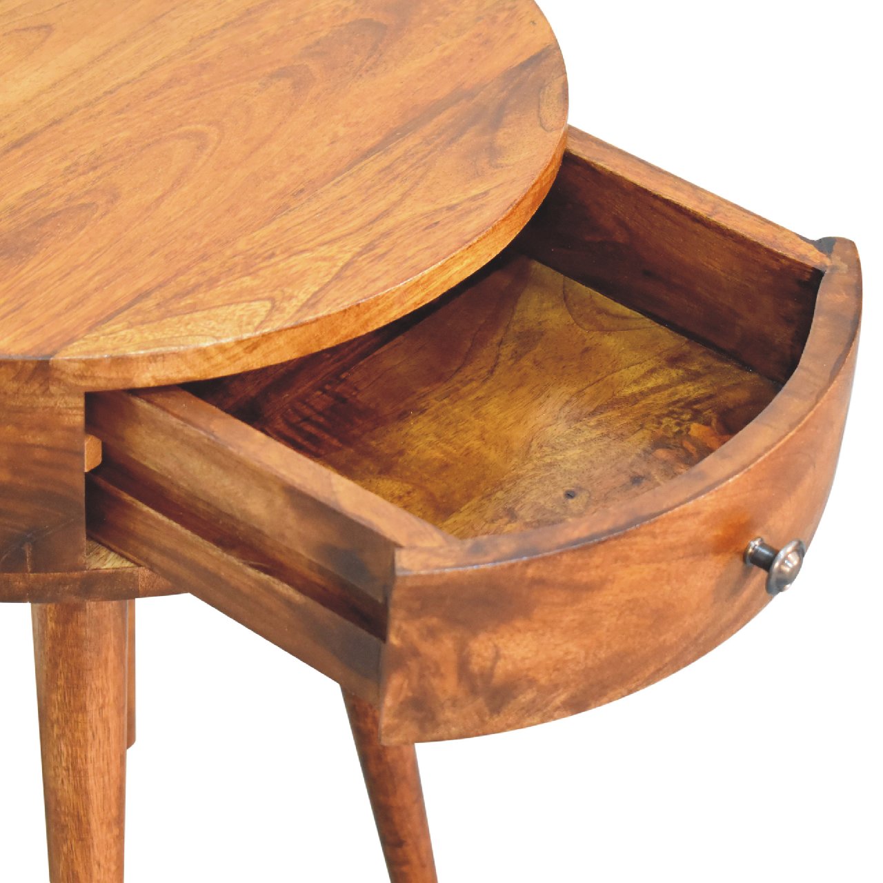Vintage Nordic Bedside Table With Light - Handmade from Solid Wood