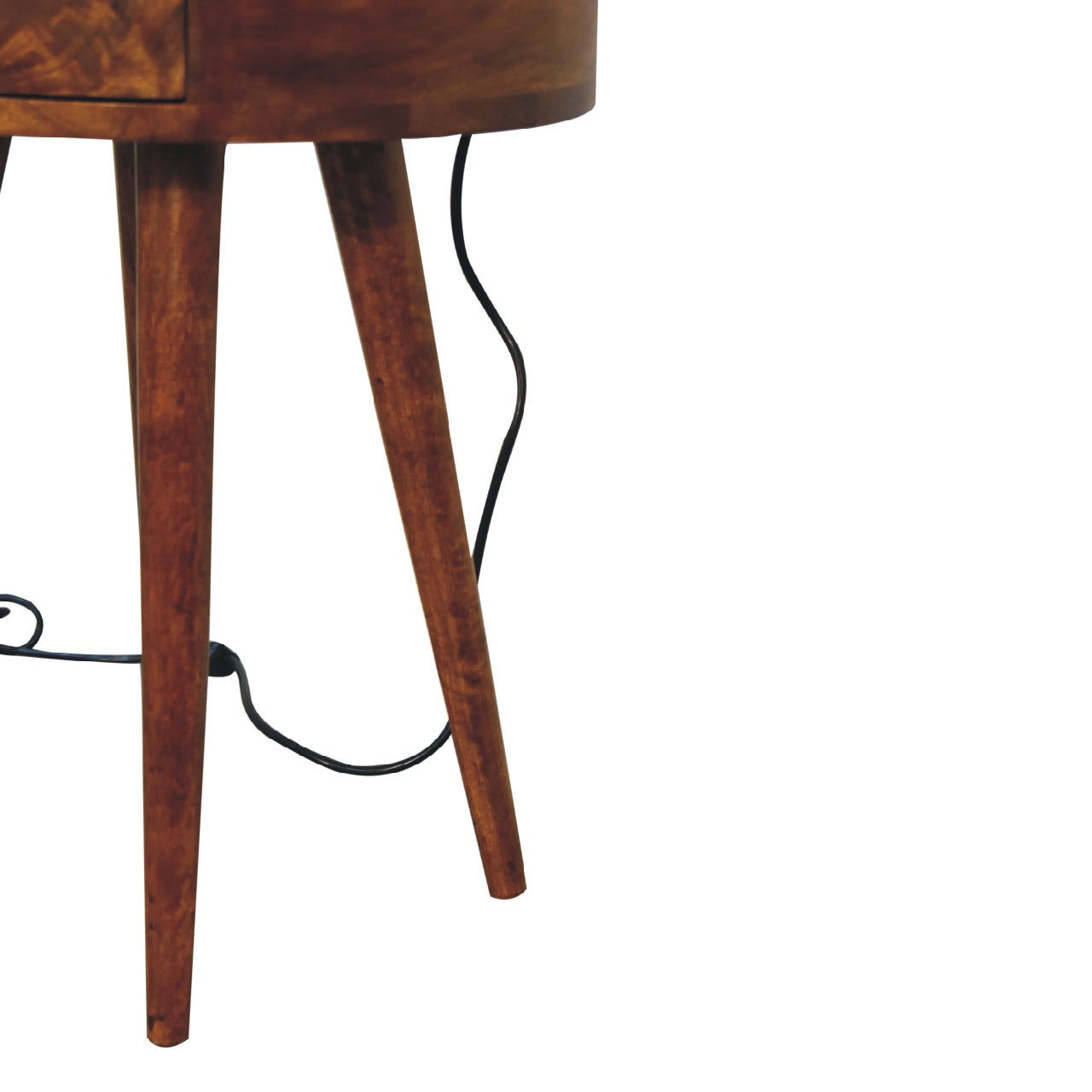 Vintage Nordic Bedside Table With Light - Handmade from Solid Wood
