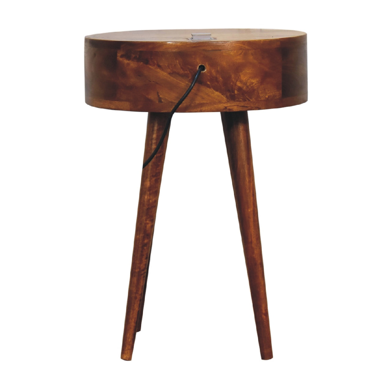 Vintage Nordic Bedside Table With Light - Handmade from Solid Wood