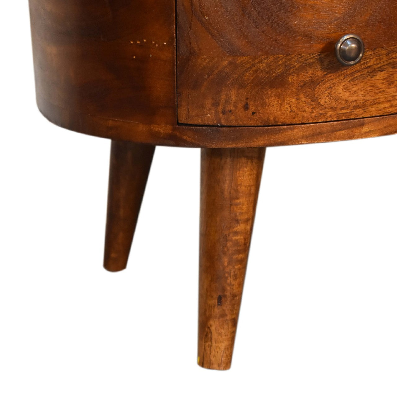 Mini Chesnut Wave Coffee Table - Handmade Solid Wood Coffee Table with Drawer, Open Shelf & Curved Wave Design