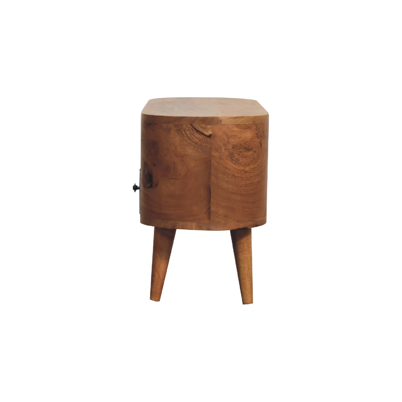 Mini Rounded Entertainment Unit - Handmade Solid Wood TV Stand With Drawer and Shelf