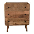 3 Drawer Chest – Handmade Solid Wood Retro Design in Oak Finish