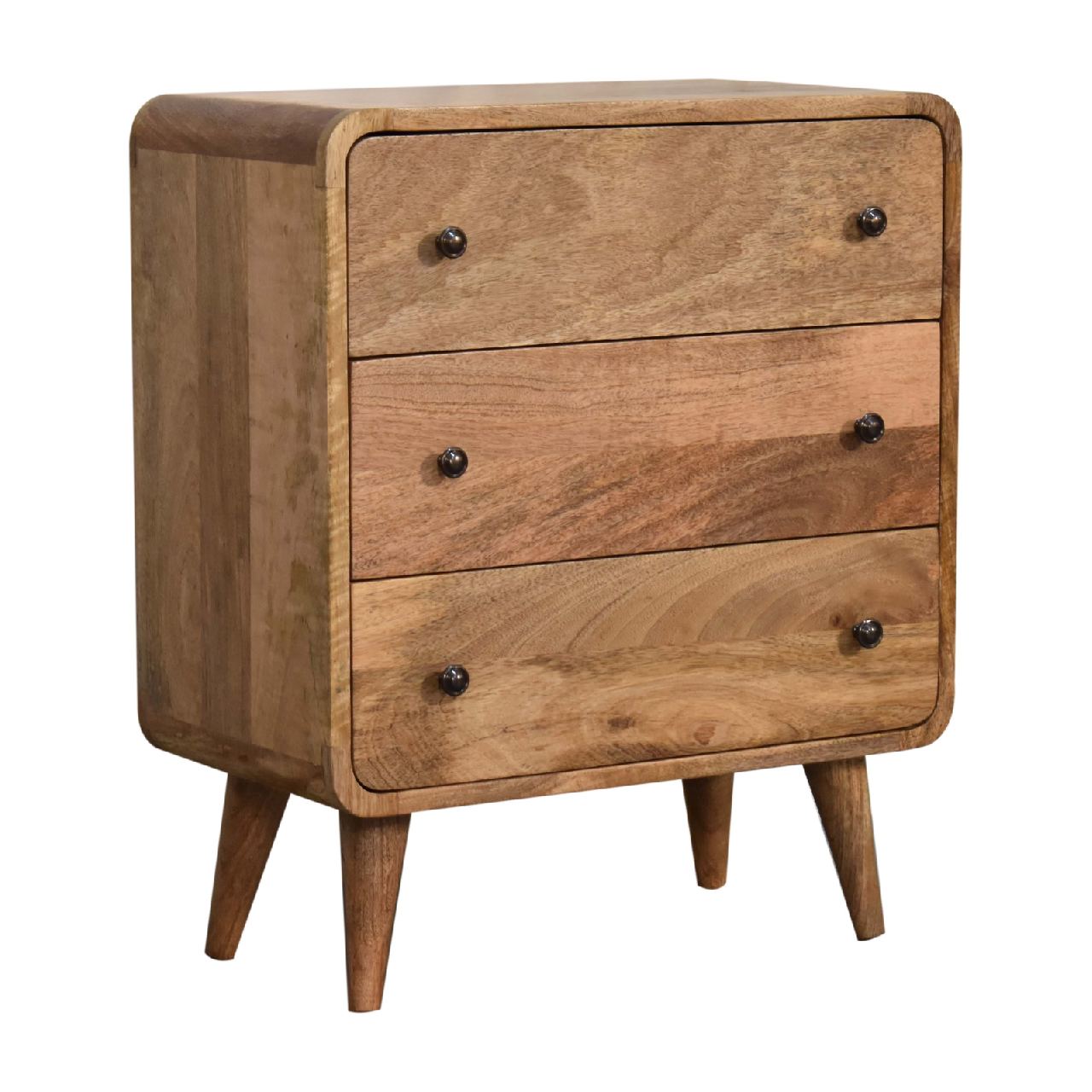 3 Drawer Chest – Handmade Solid Wood Retro Design in Oak Finish