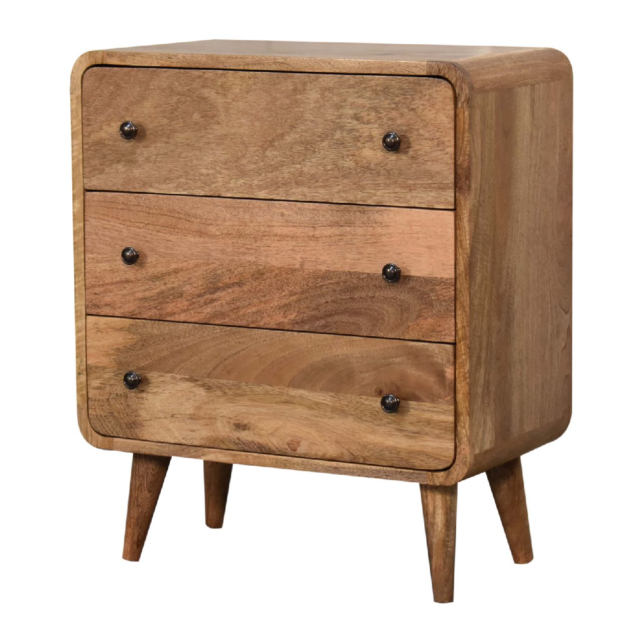 3 Drawer Chest – Handmade Solid Wood Retro Design in Oak Finish