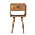 Mini Curve Lower Bedside with Drawer and Shelf - Handmade Solid Wood Bedside