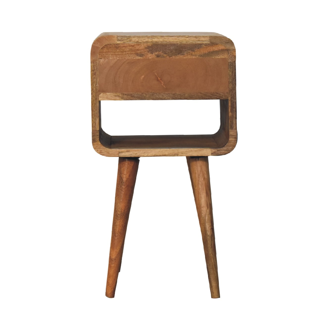 Mini Curve Lower Bedside with Drawer and Shelf - Handmade Solid Wood Bedside