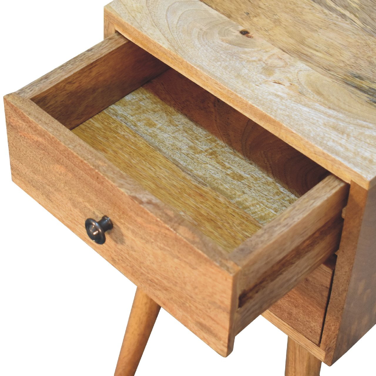 Mini 2 Drawer Oak Bedside Table | Handmade Solid Wood Nightstand
