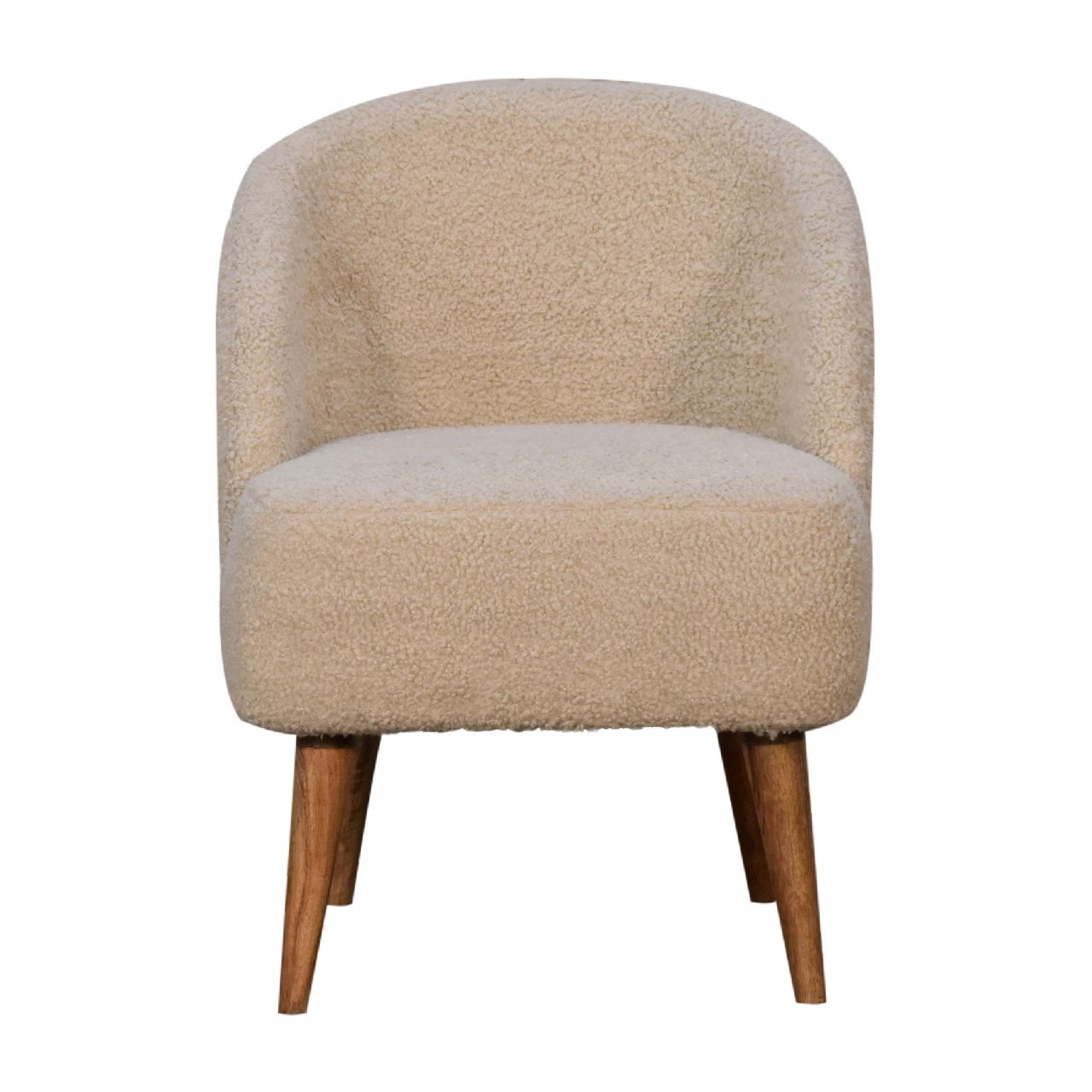 Cream Boucle Tub Chair - Handmade Solid Wood Frame with Soft Cream Boucle Upholstery