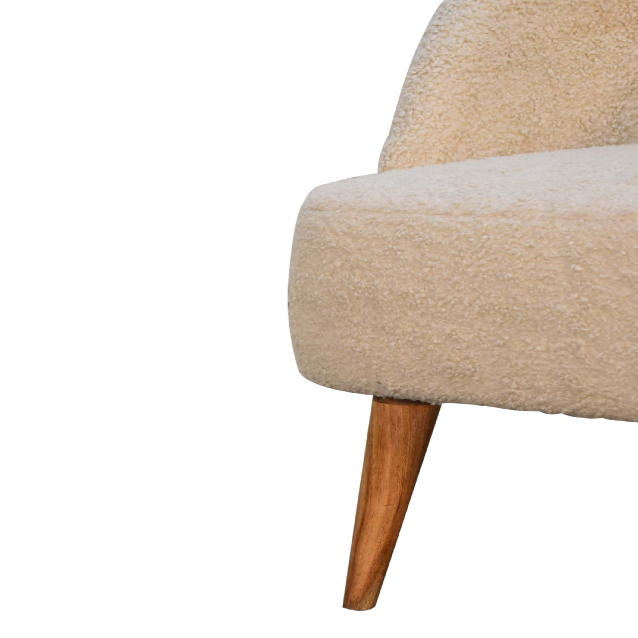 Cream Boucle Tub Chair - Handmade Solid Wood Frame with Soft Cream Boucle Upholstery