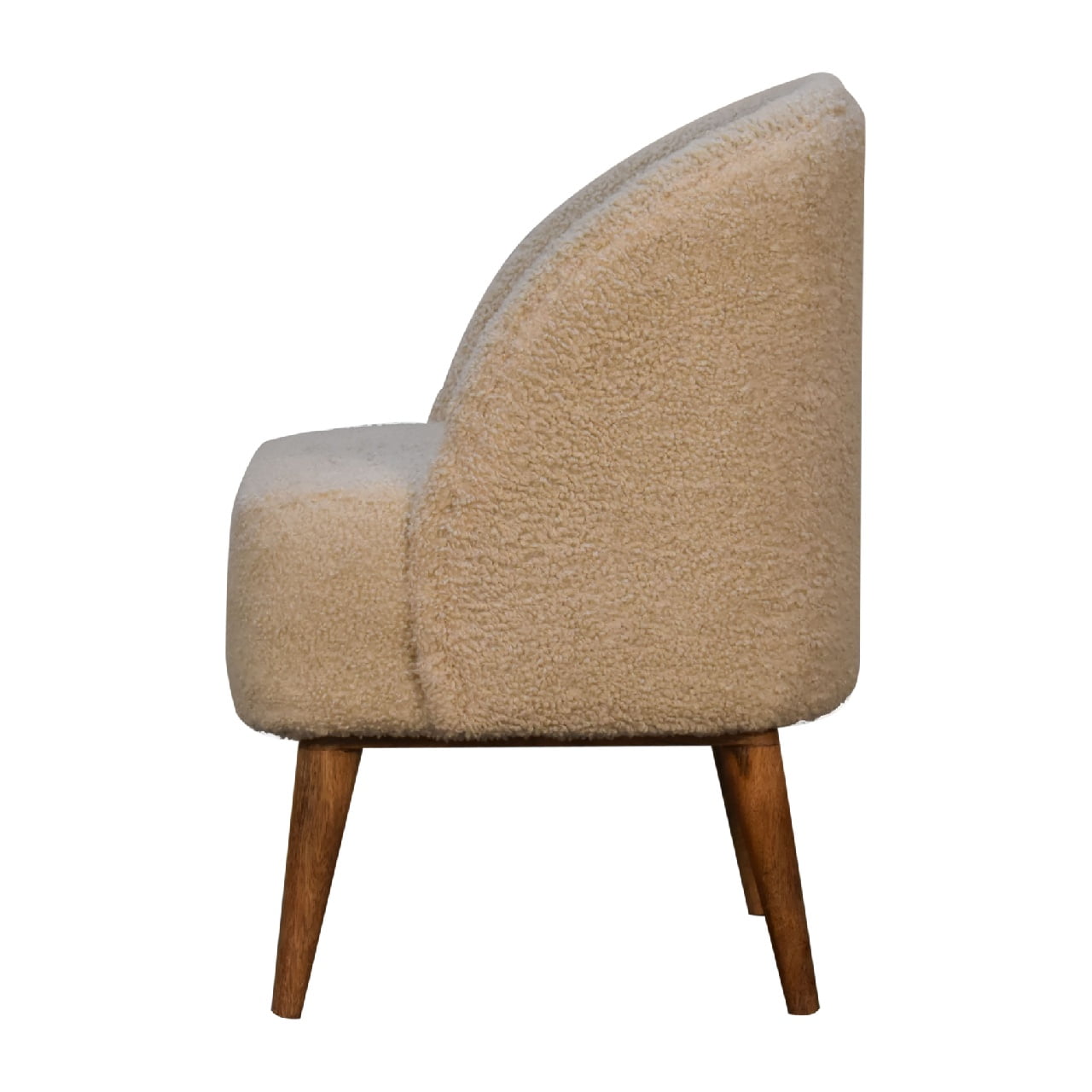 Cream Boucle Tub Chair - Handmade Solid Wood Frame with Soft Cream Boucle Upholstery