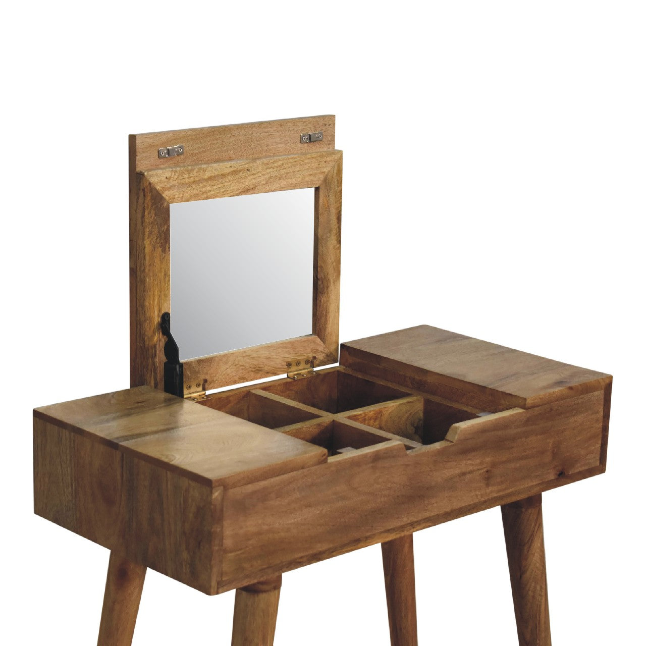 Mini Dressing Table With Storage and Mirror - Handmade Solid Wood Vanity