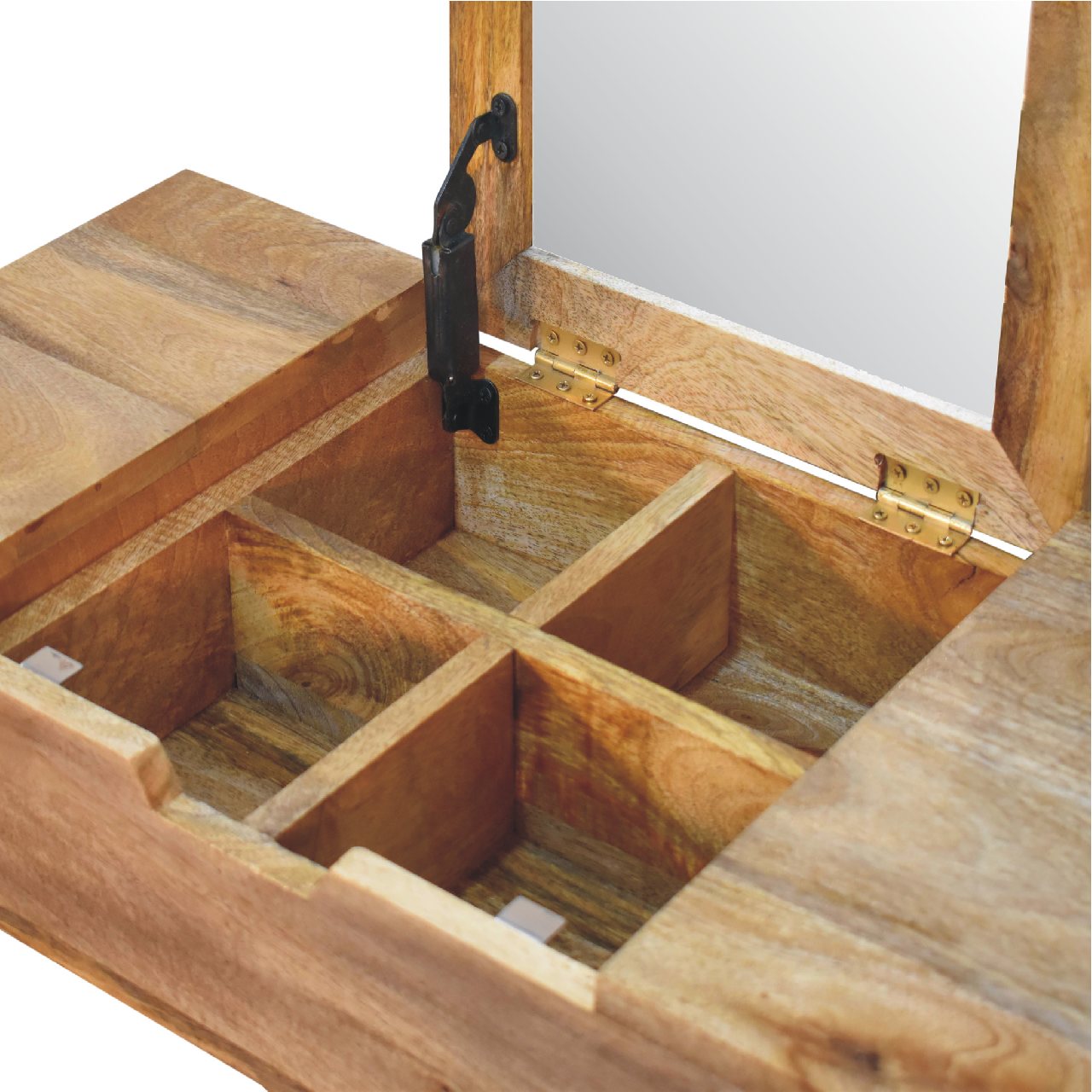 Mini Dressing Table With Storage and Mirror - Handmade Solid Wood Vanity