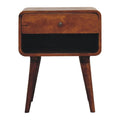 Curve Open Slot Chestnut Bedside - Handmade Solid Wood Nightstand with Open Shelf and Drawer