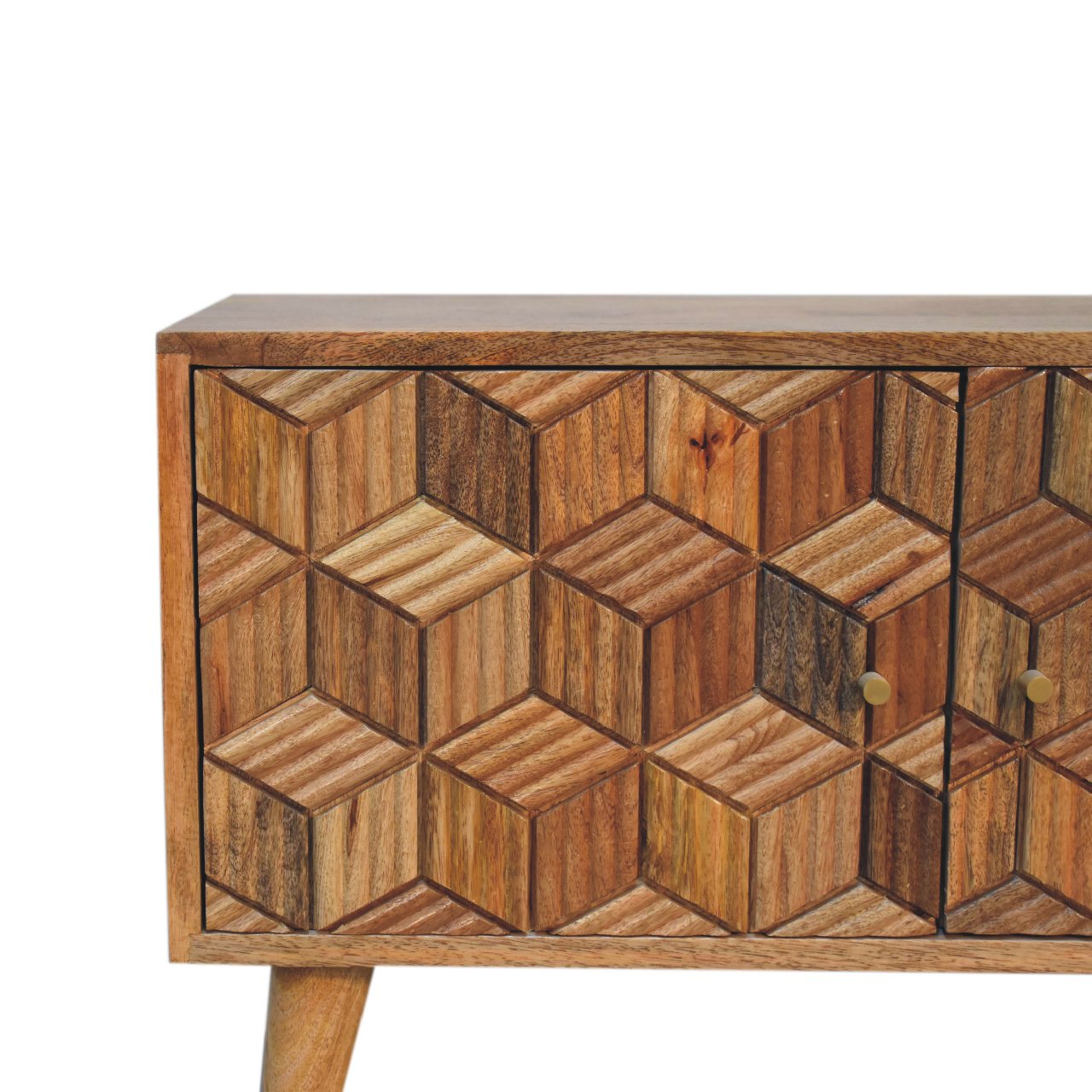 Cubana Media Unit - Cube Carving Tv Stand With Storage and 2 Open Shelves